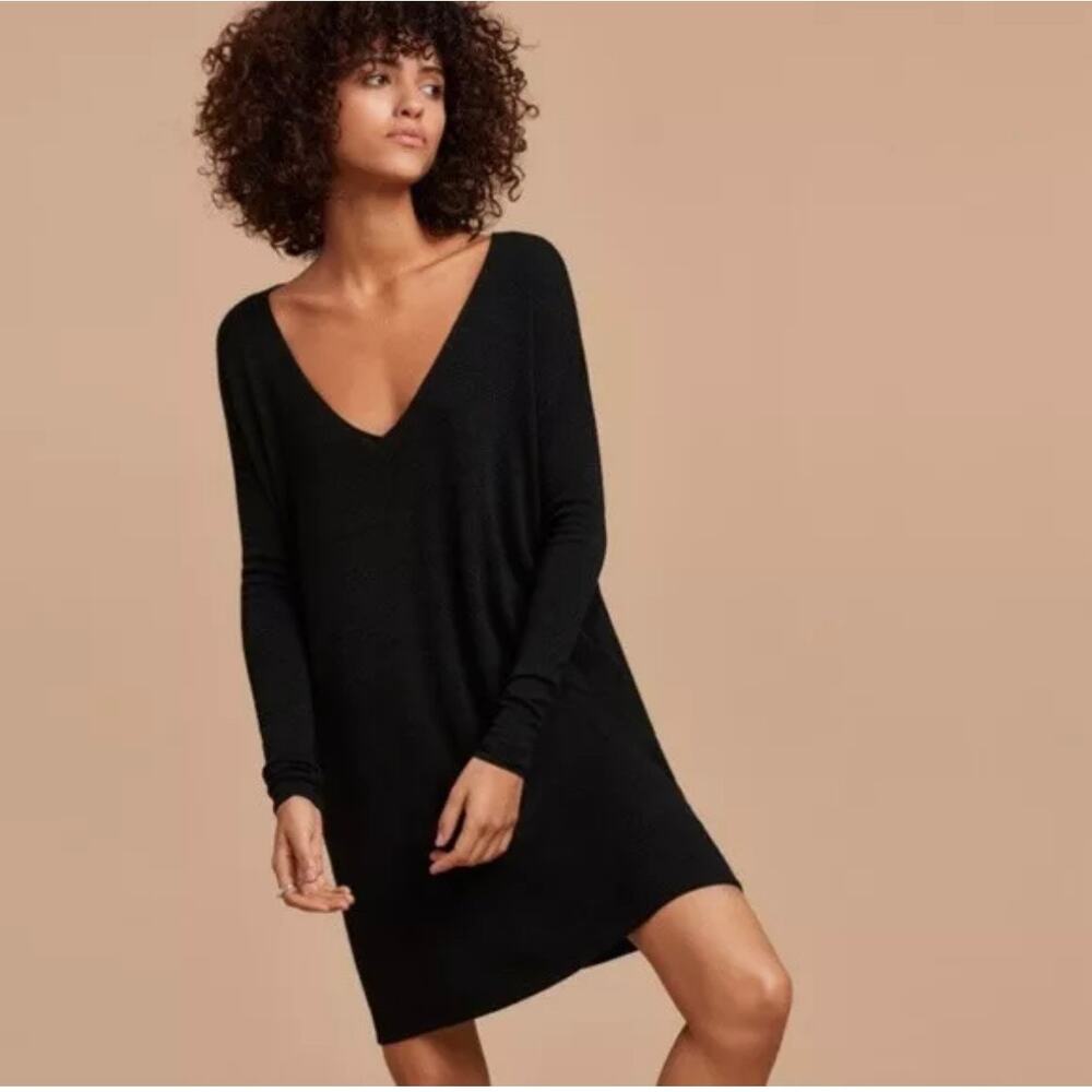 Aritzia Wilfred Gail black long sleeve jersey dress XS minimalist casual slouchy